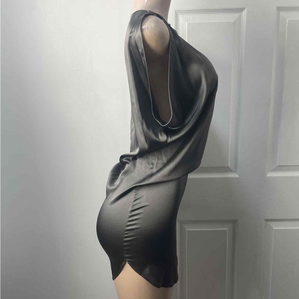 Schumacher Chic Satin Mini Dress in Charcoal - Picture 2 of 6